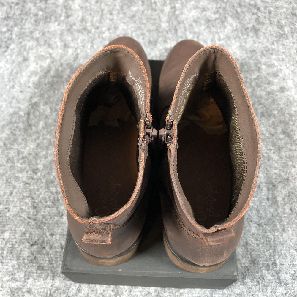 Crown‎ Vintage Cathy Ankle Booties Womens 8.5M Brown Leather Zip Block Heel - Picture 8 of 16
